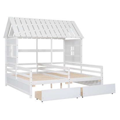House platform bed with 2 large drawers and white finish on Tampa Home & Garden Store