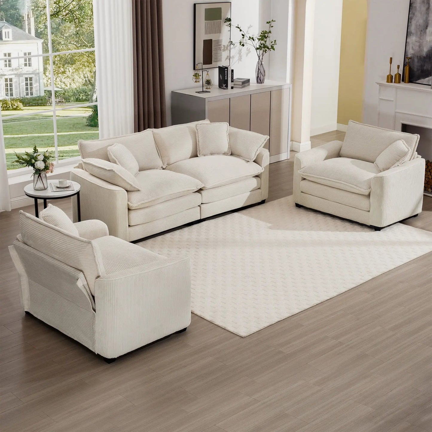 Elegant Sectional Sofa Set with Deep Seats