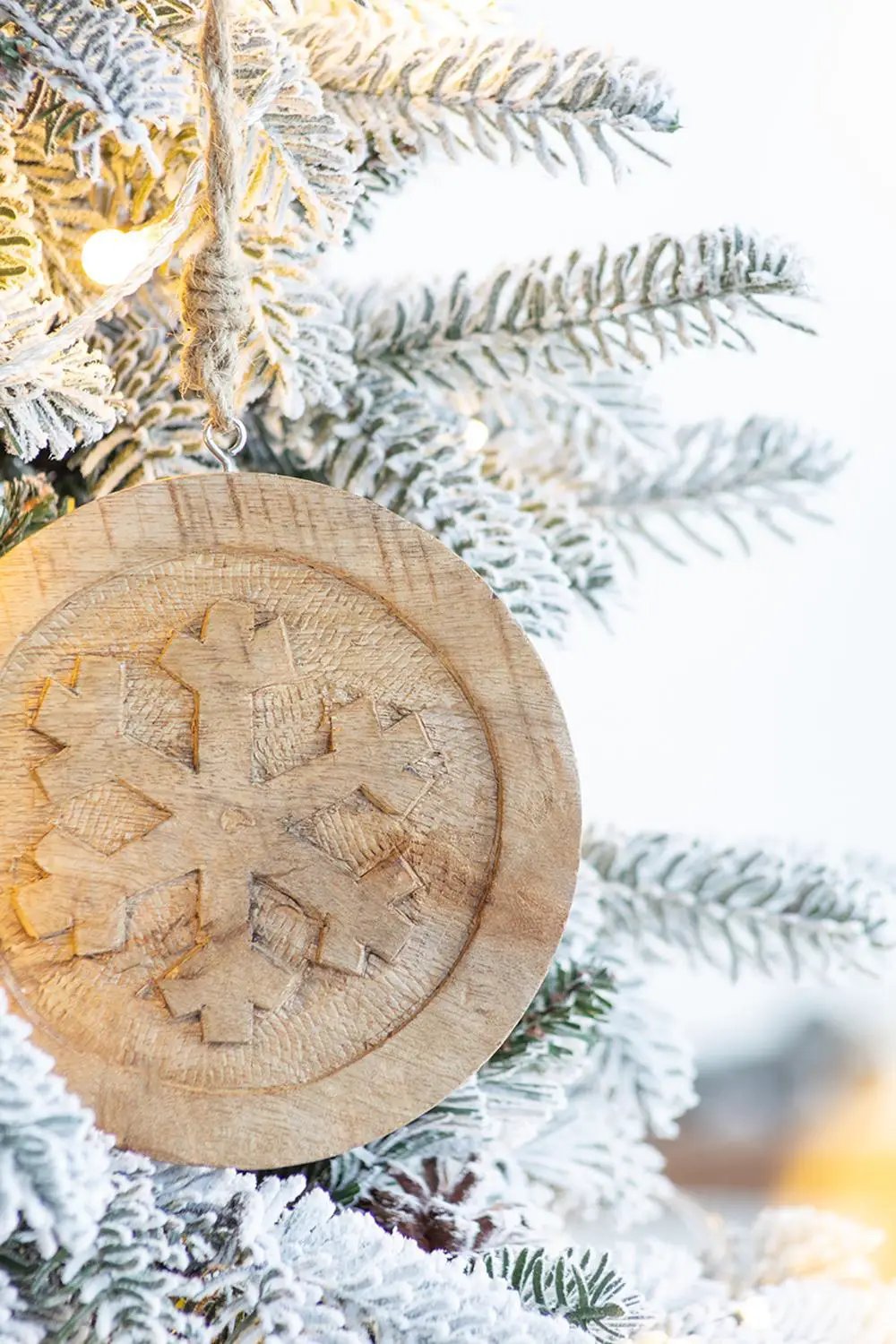 Wooden Snowflake Hanging Ornaments Set of 12