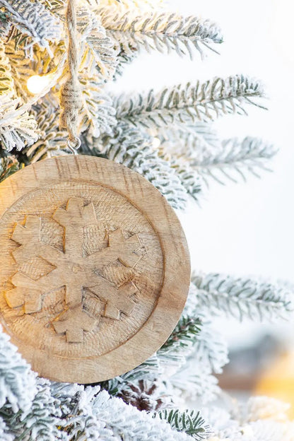 Wooden Snowflake Hanging Ornaments Set of 12