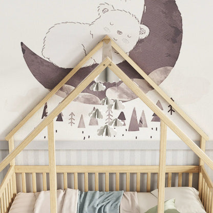 Wood house-shaped floor toddler bed with fence guardrails wood by Unique Piece Furniture on Tampa Home & Garden Store