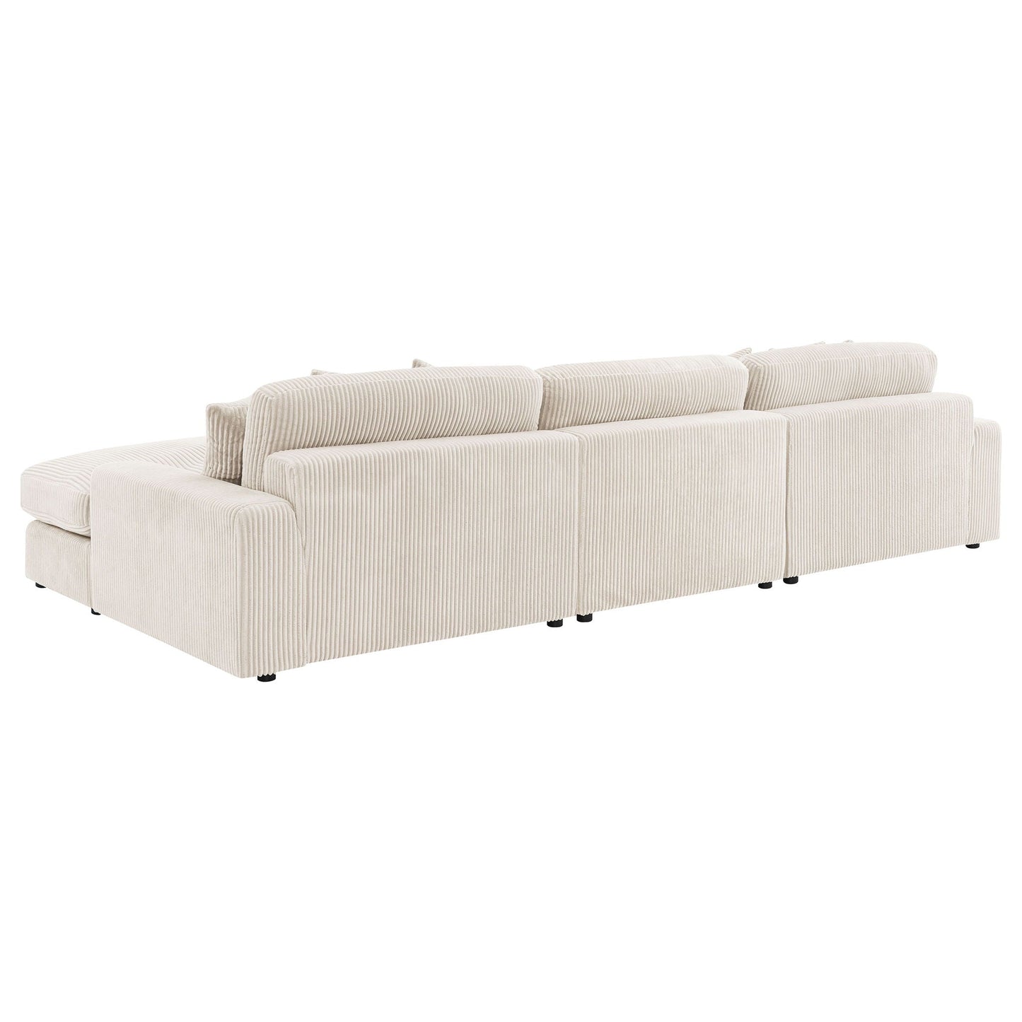Cassidy upholstered sectional sofa with beige corduroy fabric and reversible cushions on Tampa Home & Garden Store