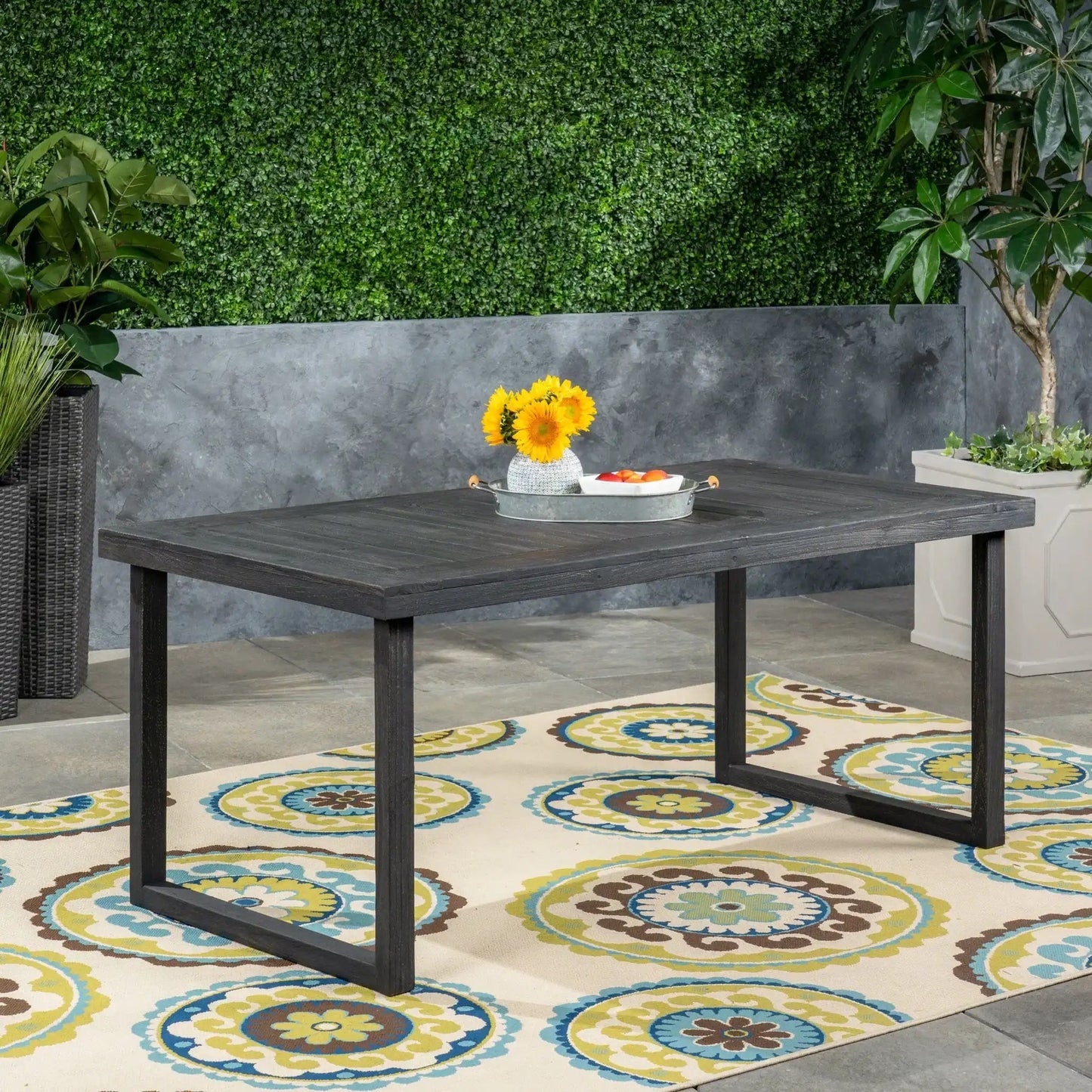 Outdoor Acacia Wood Dining Table and Sandblast