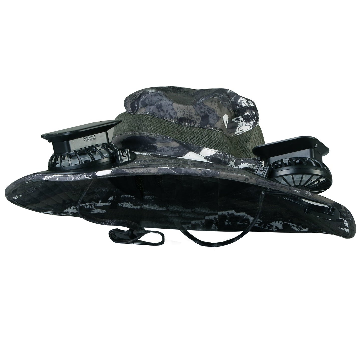 GemGear camo wide-brim sun hat with 2 rechargeable fans, solar powered, UPF50+ nylon mesh on Tampa Home & Garden Store