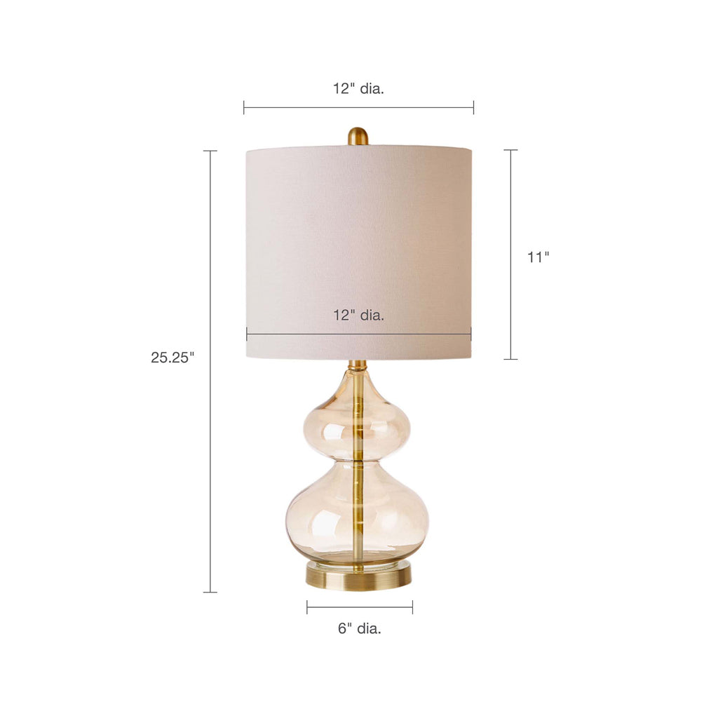 Ellipse Curved Glass Table Lamp set of 2 with amber glass and beige shade by HouseOfZazla on Tampa Home & Garden Store