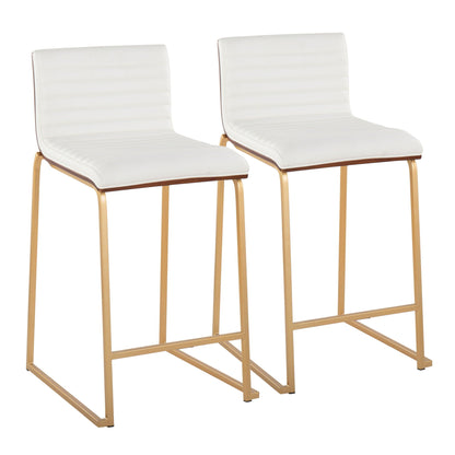 Mason Mara counter stools set of 2, white upholstered seats with gold-tone legs HouseOfZazla on Tampa Home & Garden Store
