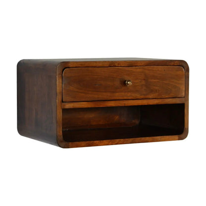Curve Upper Slot Floating Nightstand with Drawer