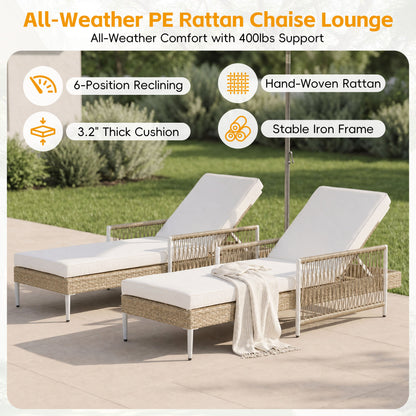 Topmax Outdoor Rattan Chaise Lounge Set of Two