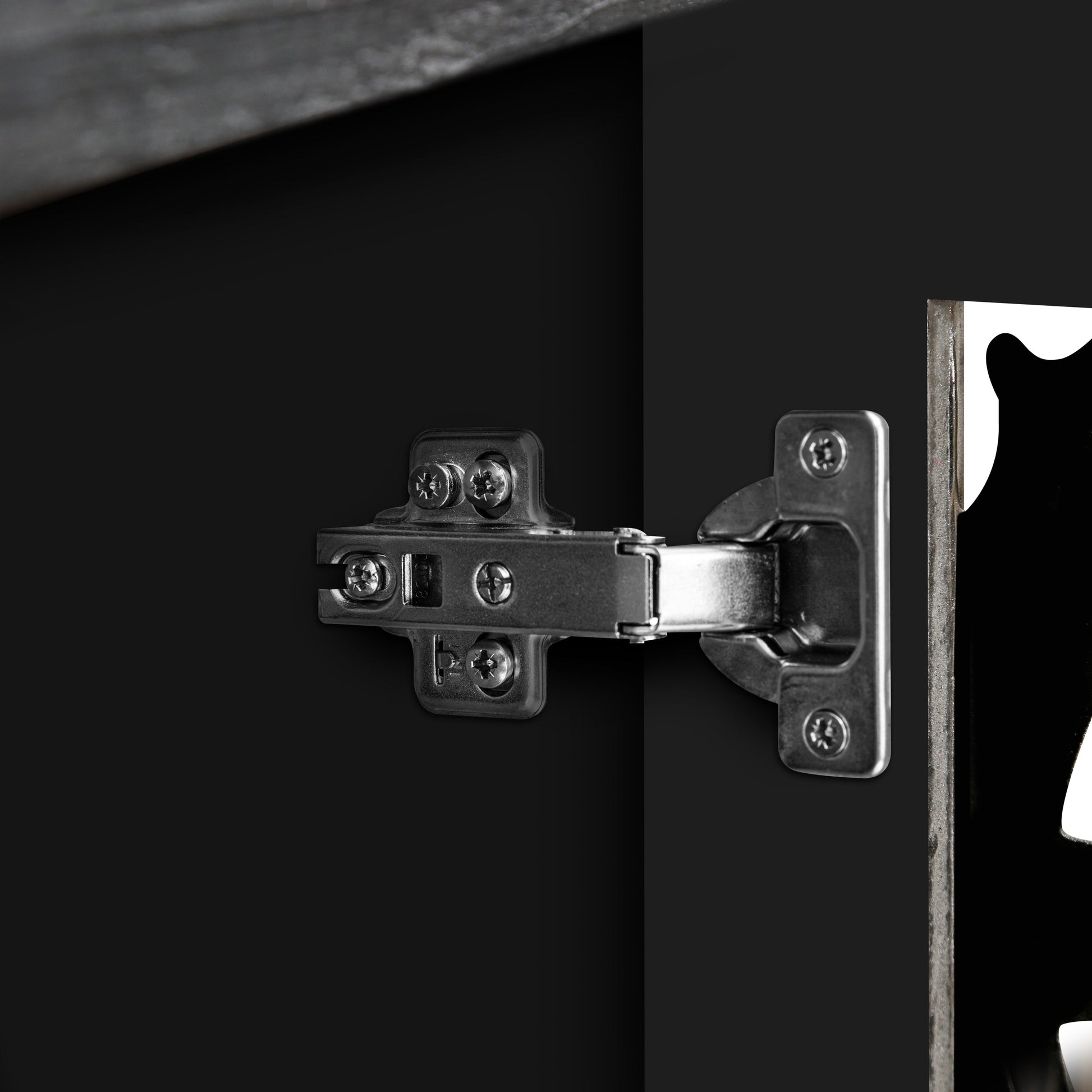 Hollow four-door antique cabinet close-up of metal hinges and screws on Tampa Home & Garden Store