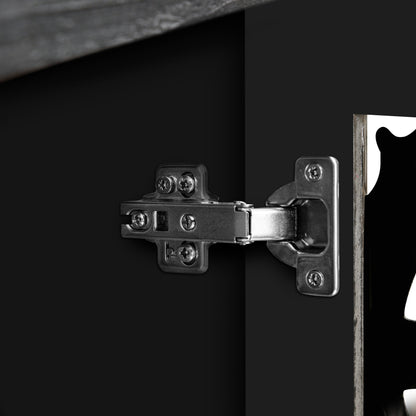 Hollow four-door antique cabinet close-up of metal hinges and screws on Tampa Home & Garden Store