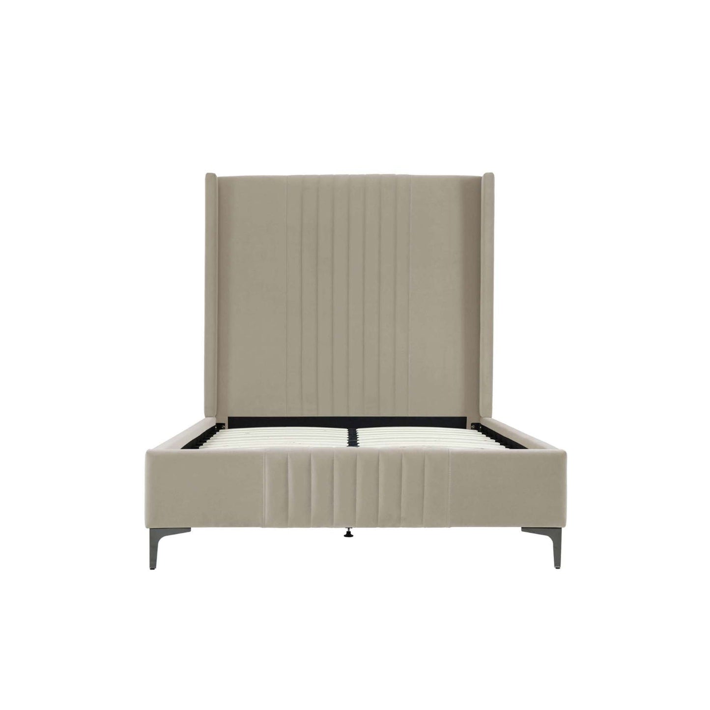Promenade upholstered bed with beige headboard and slatted foundation by HouseOfZazla on Tampa Home & Garden Store