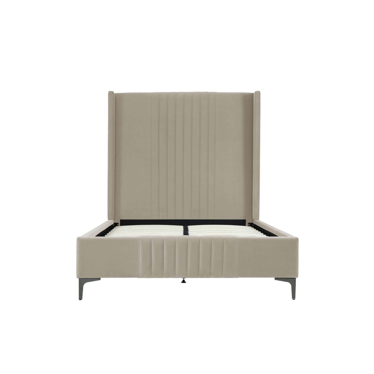 Promenade upholstered bed with beige headboard and slatted foundation by HouseOfZazla on Tampa Home & Garden Store