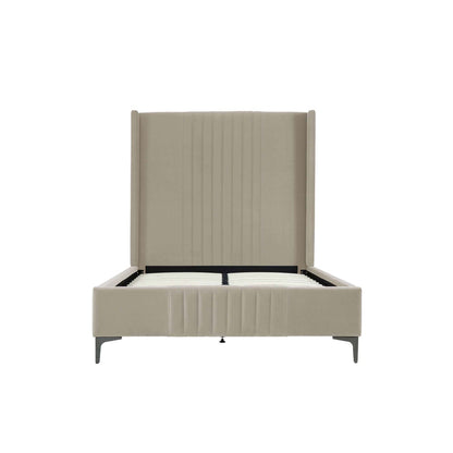 Promenade upholstered bed with beige headboard and slatted foundation by HouseOfZazla on Tampa Home & Garden Store