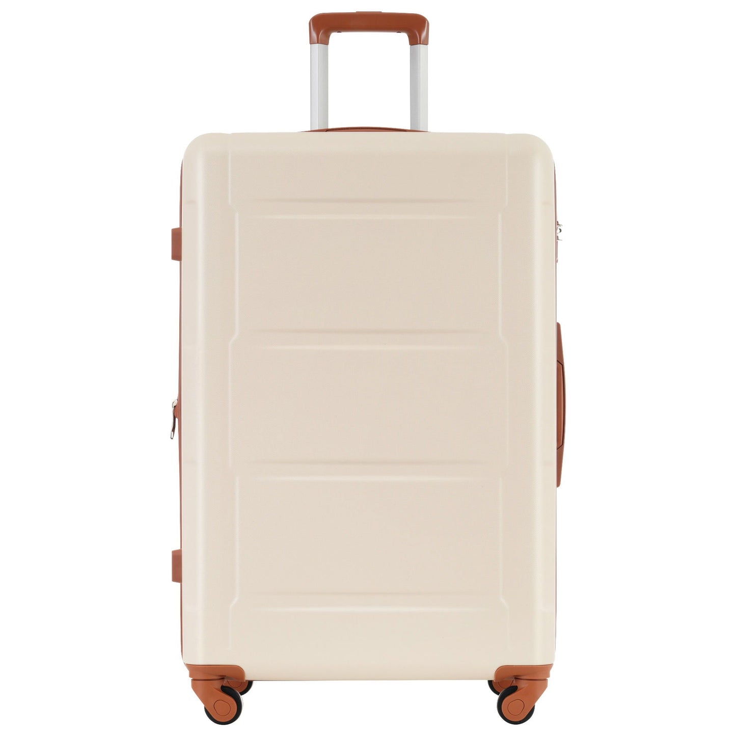 HouseOfZazla luggage set beige ABS expandable spinner suitcase 20in and 28in with orange accents on Tampa Home & Garden Store