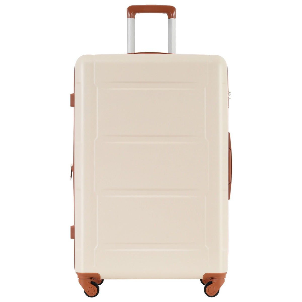 HouseOfZazla luggage set beige ABS expandable spinner suitcase 20in and 28in with orange accents on Tampa Home & Garden Store