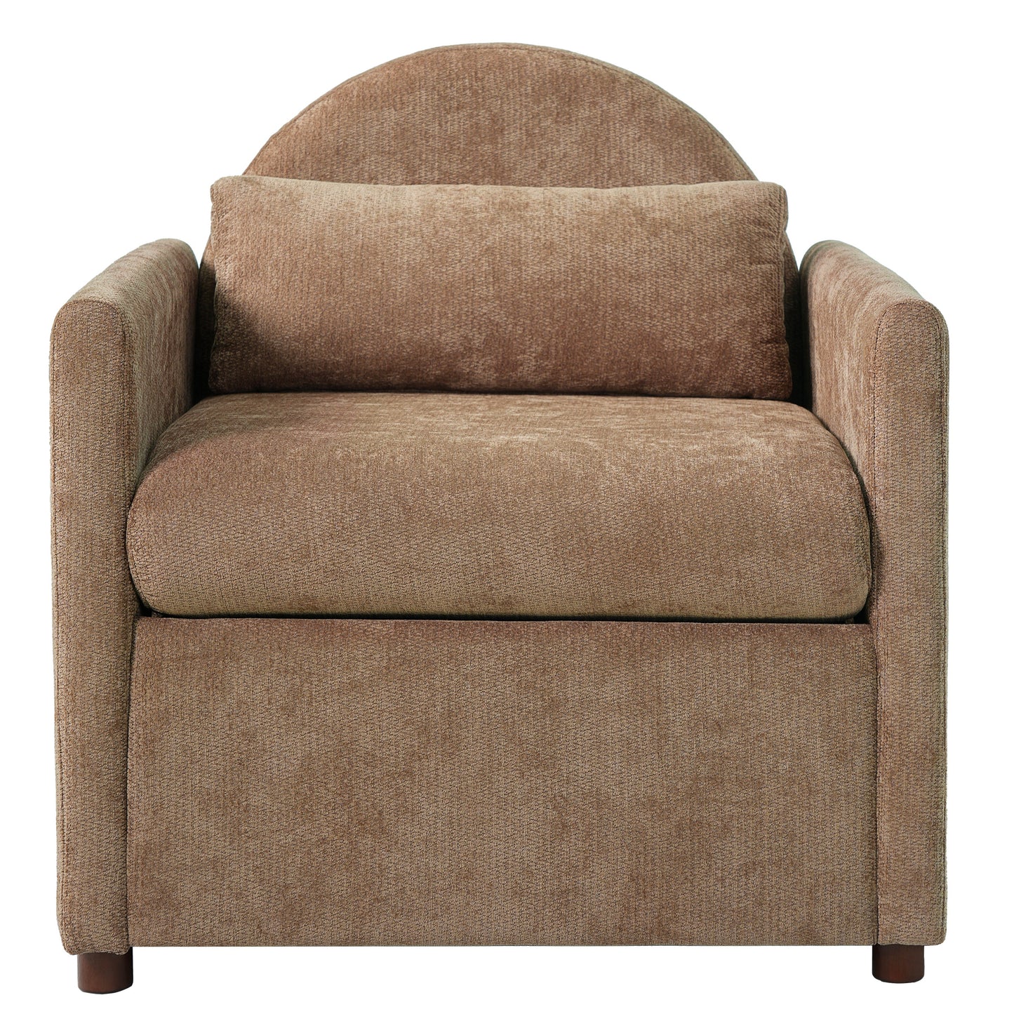 Coffee pet-friendly accent chair in brown textured fabric with rounded back and wooden legs on Tampa Home & Garden Store