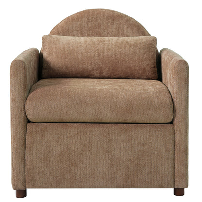 Coffee pet-friendly accent chair in brown textured fabric with rounded back and wooden legs on Tampa Home & Garden Store