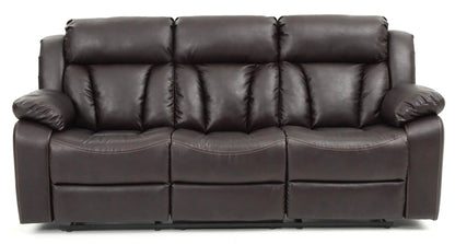 Reclining Sofa dark brown leather with plush cushions and rolled arms on Tampa Home & Garden Store