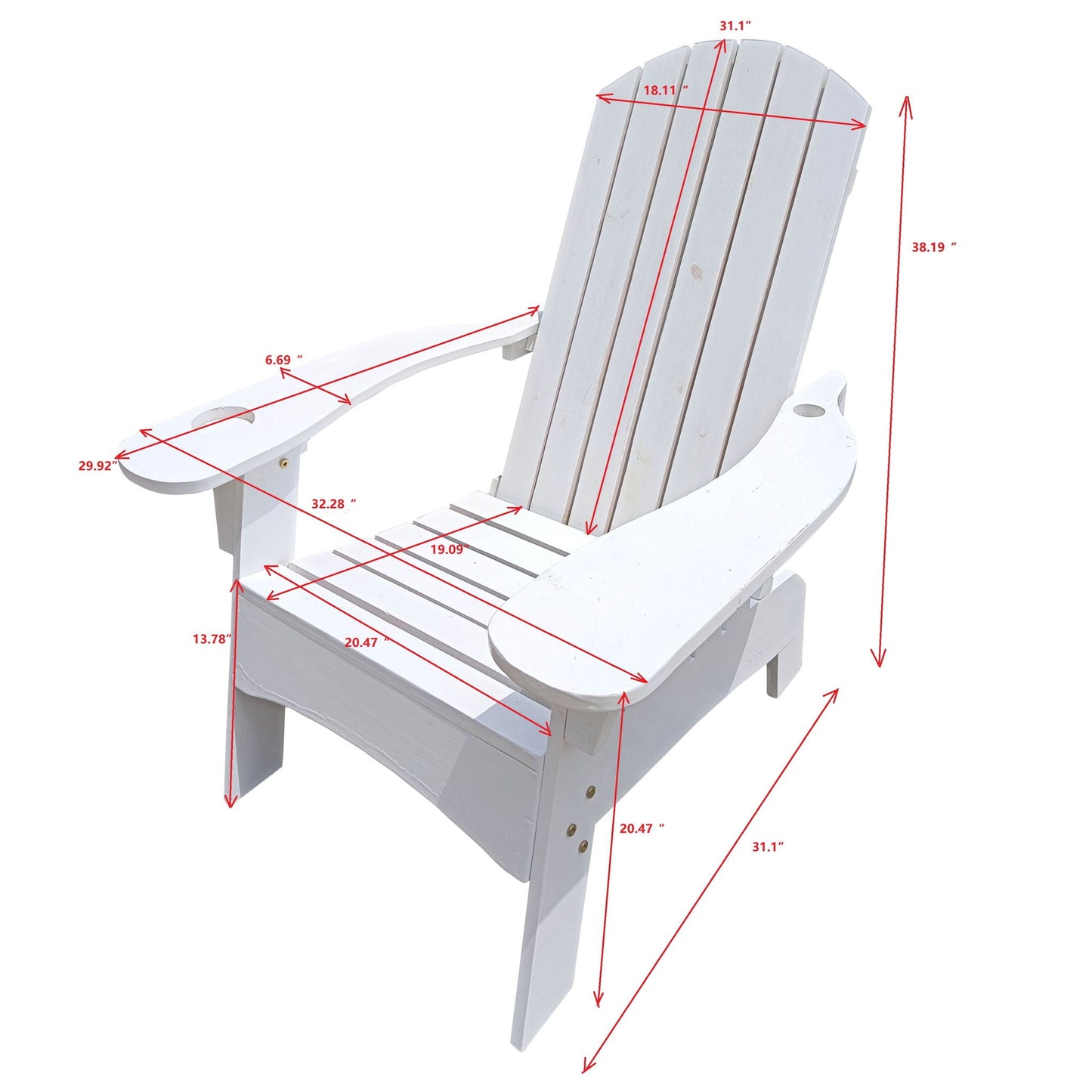 Outdoor Wood Adirondack Chair and Umbrella Hole