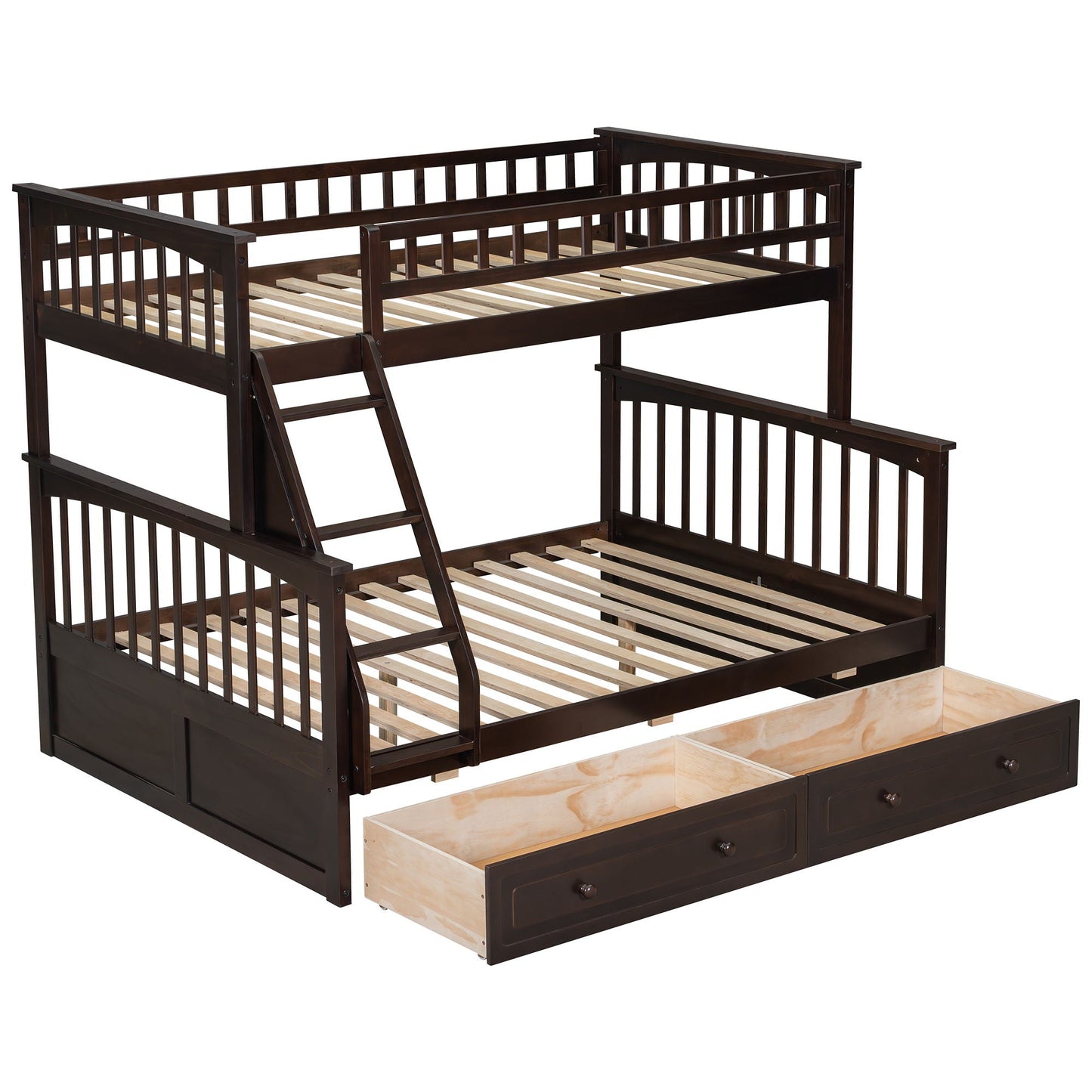Bunk Bed With Drawers by HouseOfZazla in dark espresso with ladder and guard rails storage drawers on Tampa Home & Garden Store
