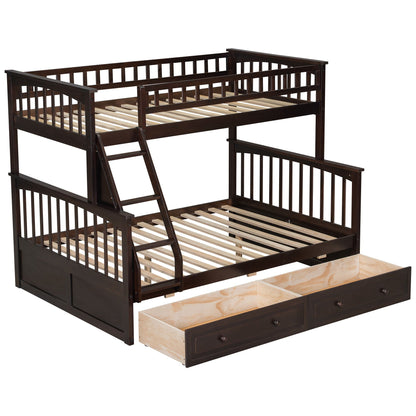 Bunk Bed With Drawers by HouseOfZazla in dark espresso with ladder and guard rails storage drawers on Tampa Home & Garden Store