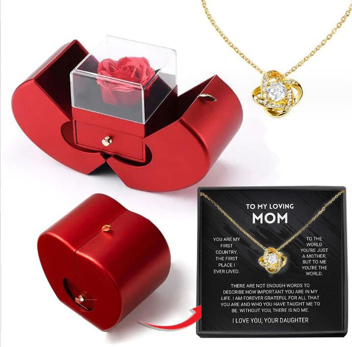 Red apple jewelry box with rose, crystal pendant necklace Sell My Stuff on Tampa Home & Garden Store