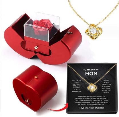 Red apple jewelry box with rose, crystal pendant necklace Sell My Stuff on Tampa Home & Garden Store