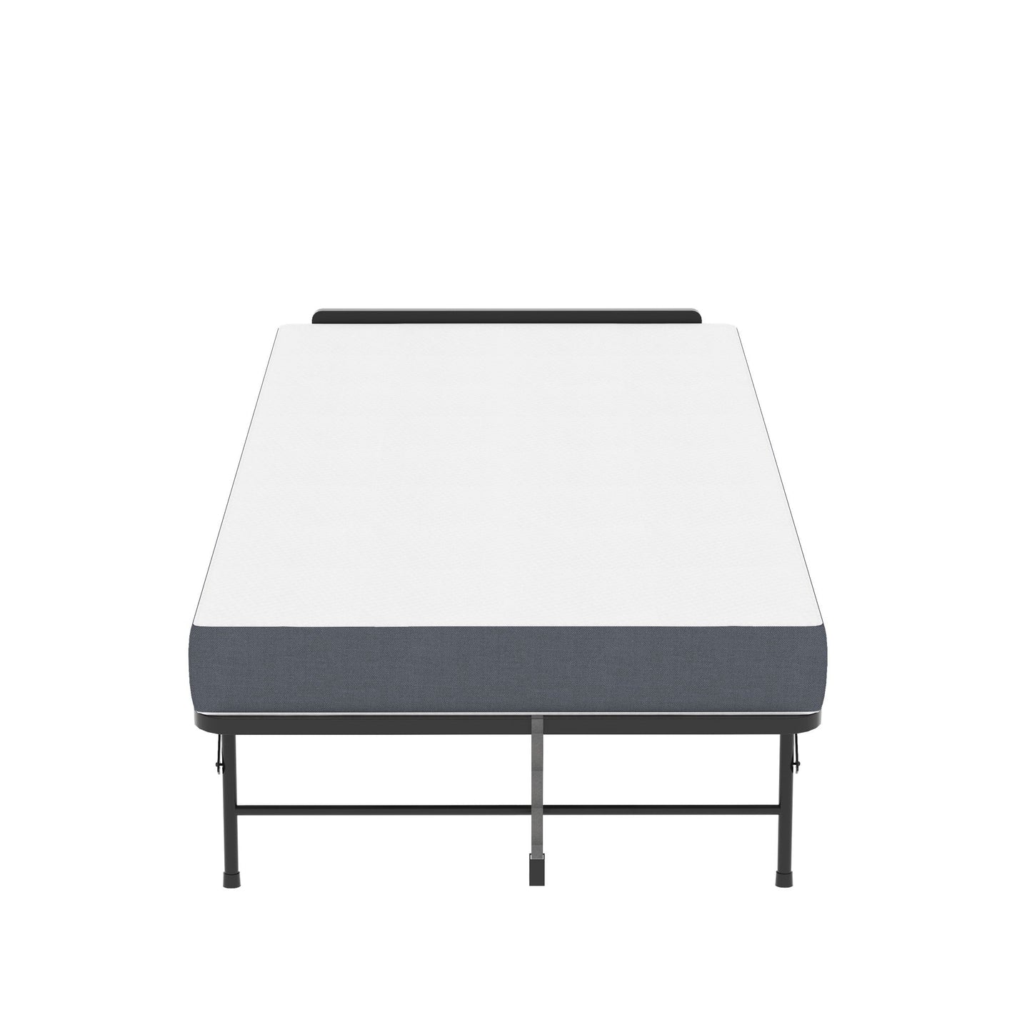 Twin folding bed with adjustable headboard and memory foam topper in black on wheels on Tampa Home & Garden Store