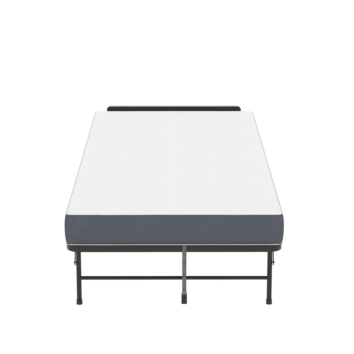 Twin folding bed with adjustable headboard and memory foam topper in black on wheels on Tampa Home & Garden Store