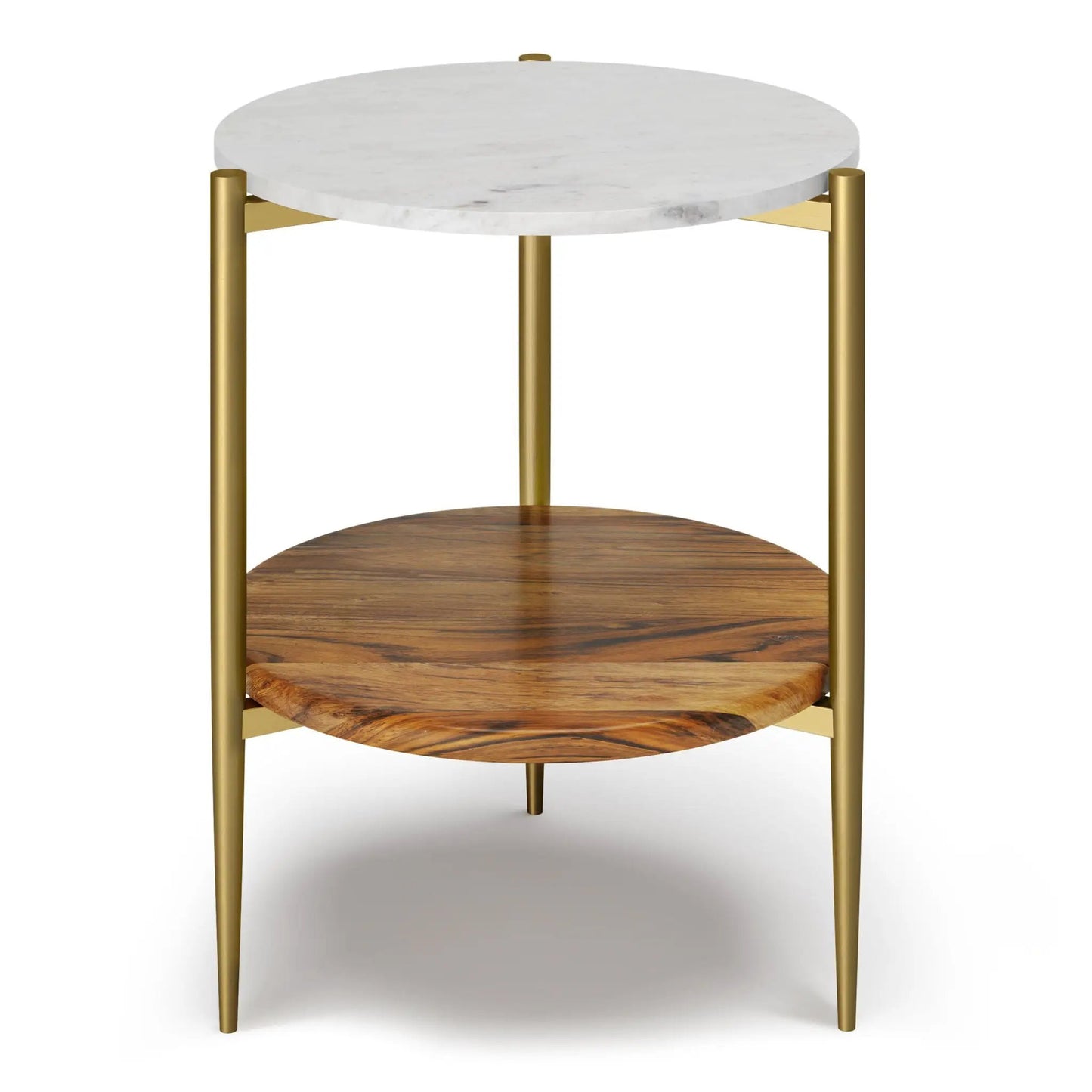 Wagner Unique Piece round marble and wood coffee table with white marble top and gold frame on Tampa Home & Garden Store