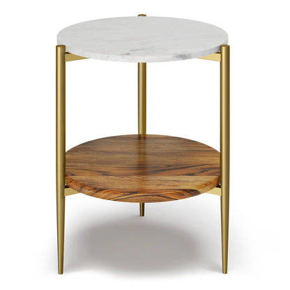 Wagner Unique Piece round marble and wood coffee table with white marble top and gold frame on Tampa Home & Garden Store