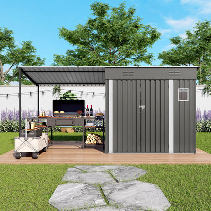 Heavy Gray Storage Shed and the Pergola Combo