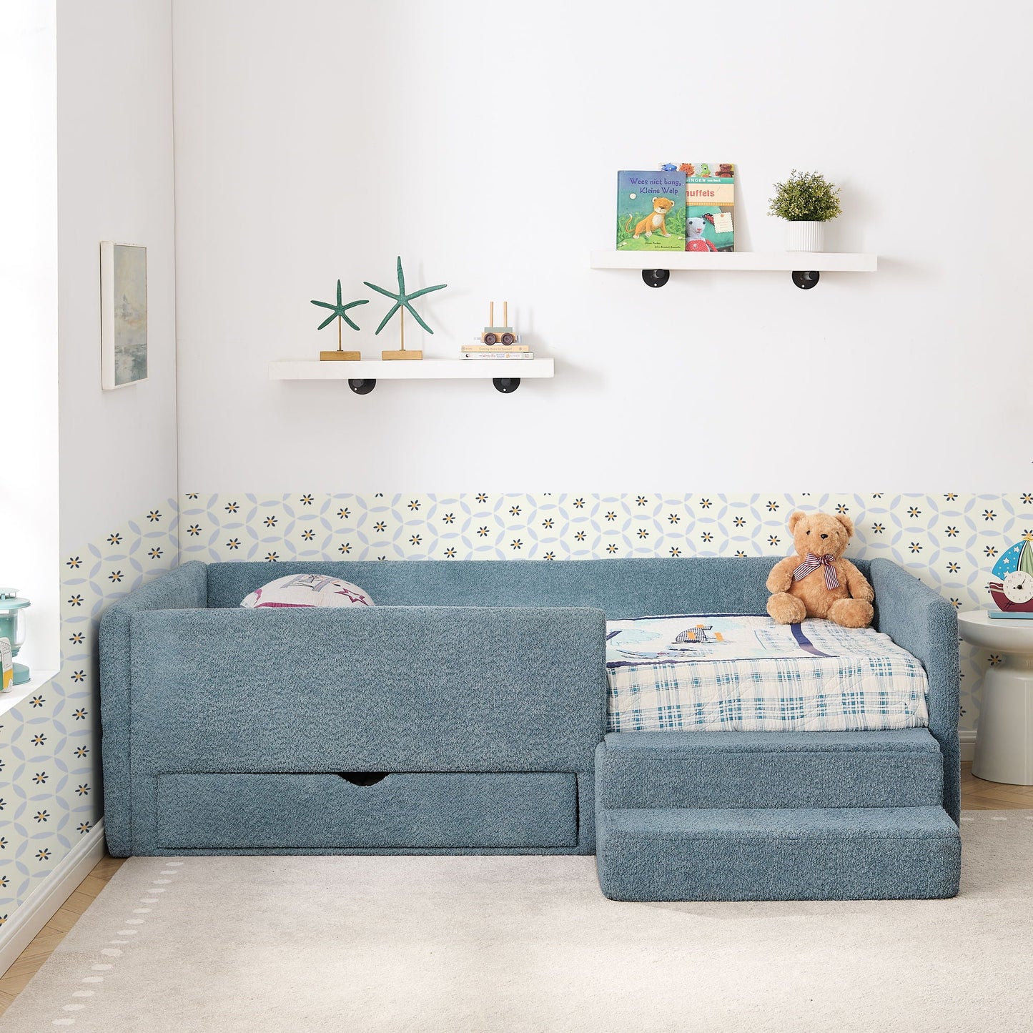 Safe Kids Bed With Guardrails and Storage
