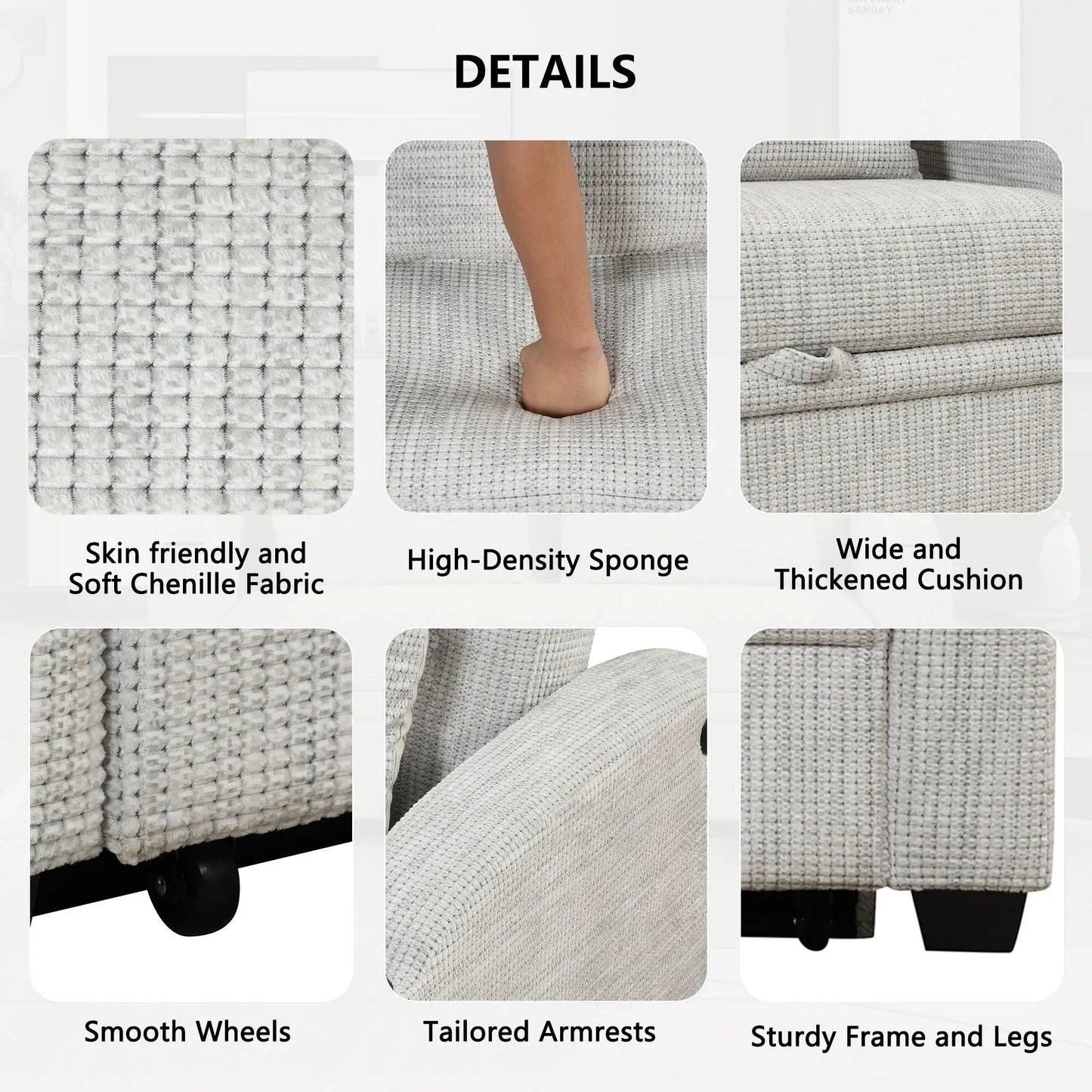 Pull Out Loveseat with Adjustable Backrest USB