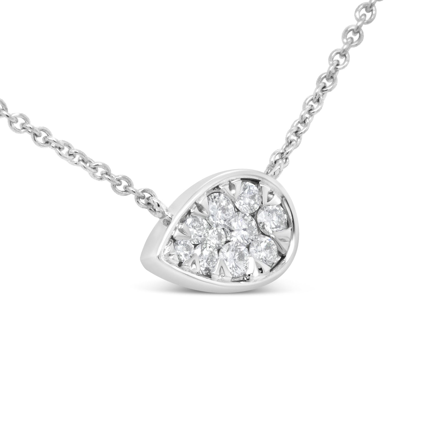 14K white gold diamond teardrop cluster pendant necklace, 18in, Bids.com on Tampa Home & Garden Store