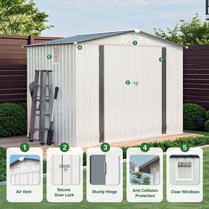 Garden Tool Shed metal storage shed peaked roof lockable door HouseOfZazla Storages on Tampa Home & Garden Store
