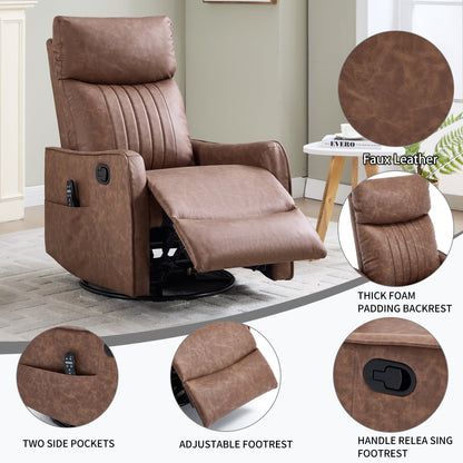 Brown heat massage manual recliner chair in faux leather with two side pockets HouseOfZazla on Tampa Home & Garden Store