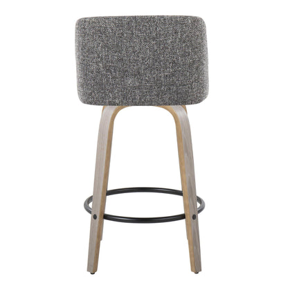 Toriano contemporary fixed-height counter stool set of 2 in gray fabric, light wood legs on Tampa Home & Garden Store