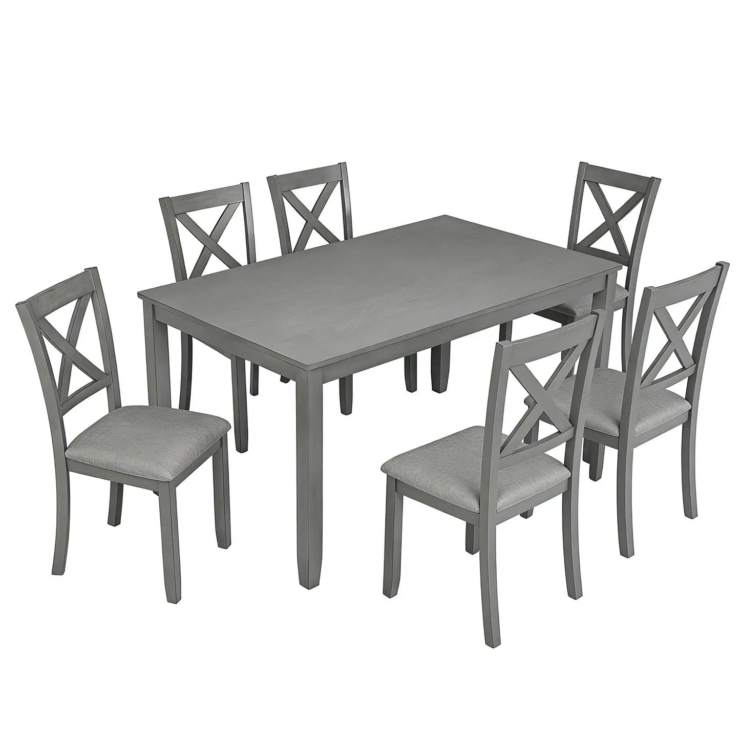 6 Piece Dining Set with rectangular gray table and six cross-back chairs Unique Piece Furniture on Tampa Home & Garden Store