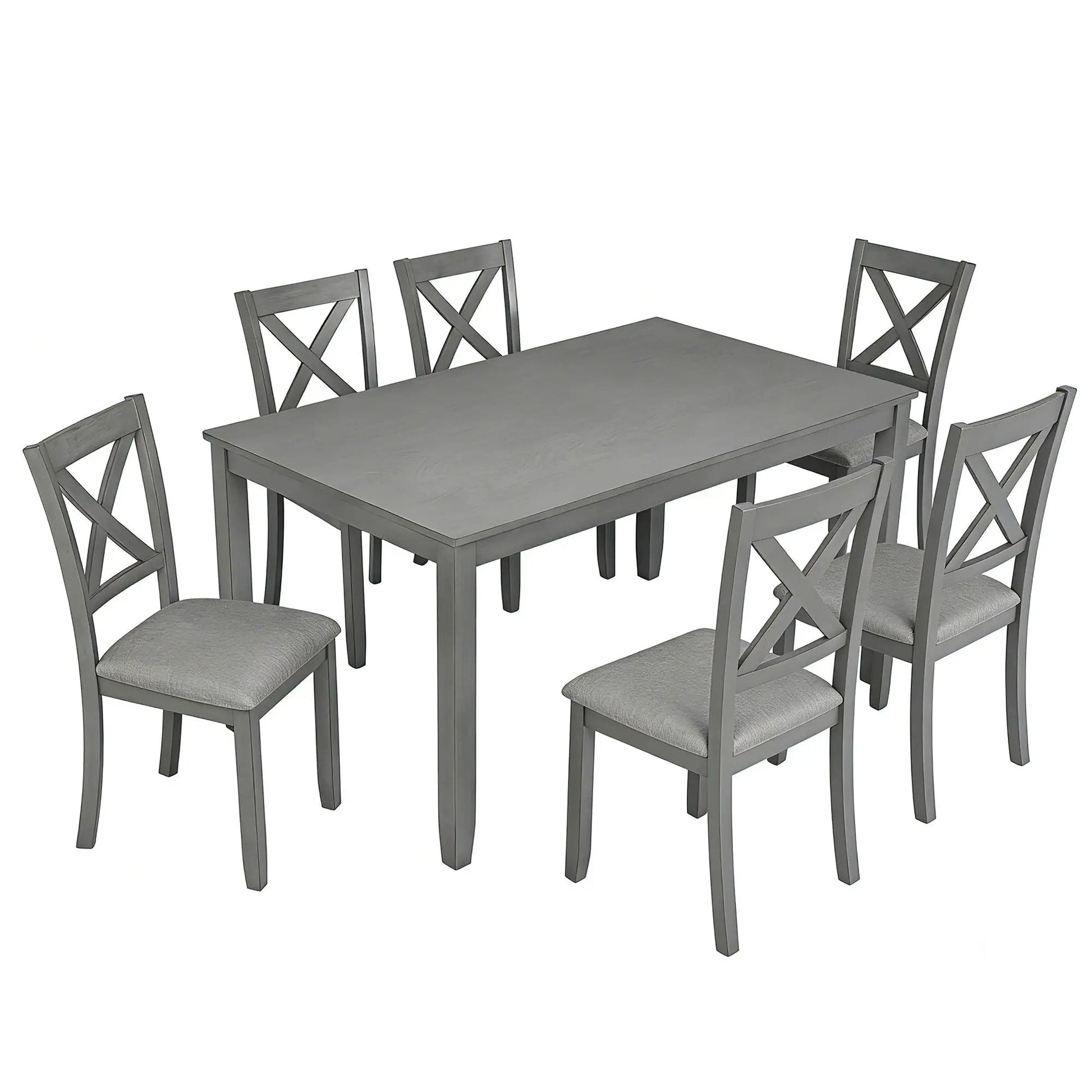 6 Piece Dining Set with rectangular gray table and six cross-back chairs Unique Piece Furniture on Tampa Home & Garden Store