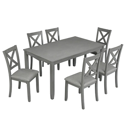 6 Piece Dining Set with rectangular gray table and six cross-back chairs Unique Piece Furniture on Tampa Home & Garden Store