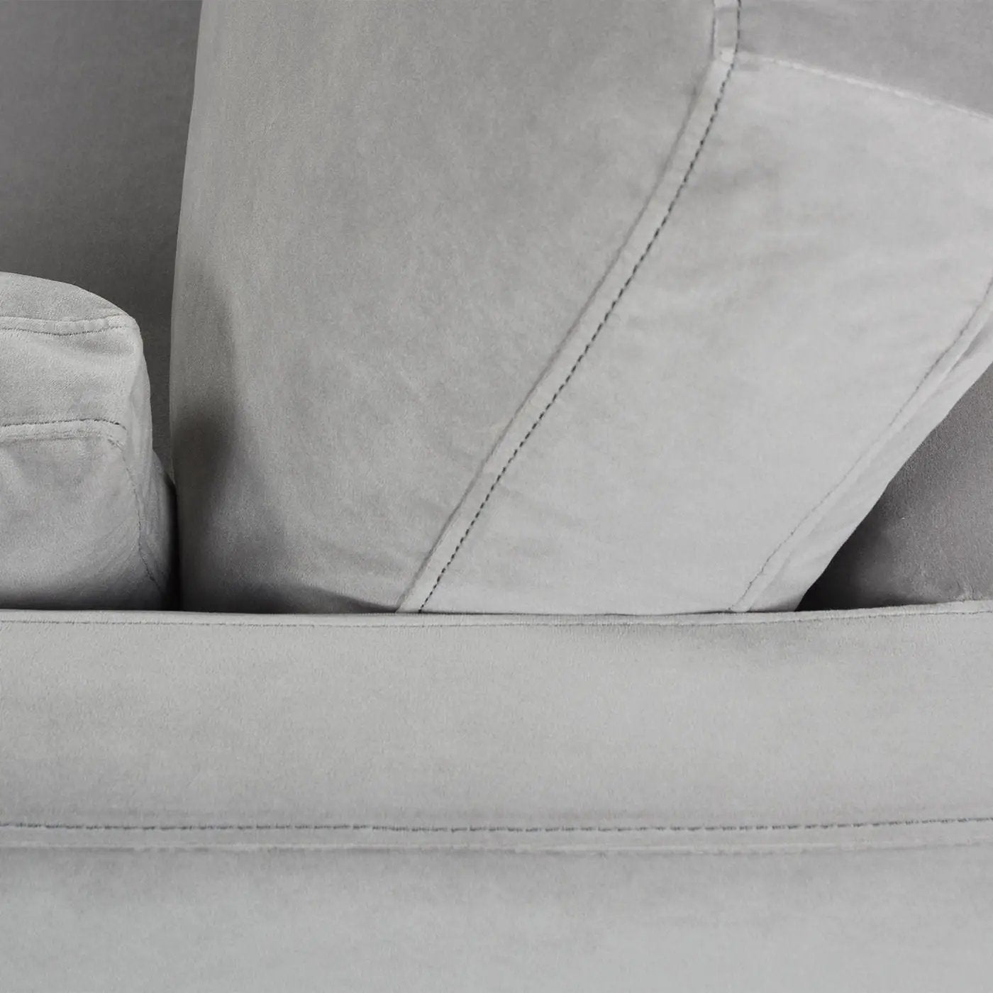 Knox Modern Farmhouse Arm Chair gray suede-like upholstery with visible stitching on Tampa Home & Garden Store