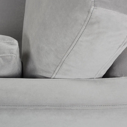 Knox Modern Farmhouse Arm Chair gray suede-like upholstery with visible stitching on Tampa Home & Garden Store
