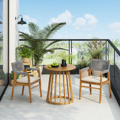Outdoor Acacia Wood Dining Set And Cushions