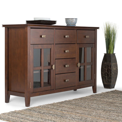 Artisan Handcrafted Sideboard Buffet in espresso wood with glass doors and hardware on Tampa Home & Garden Store