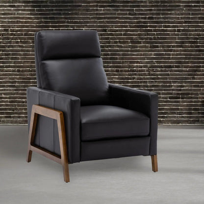 Richland Push Back Recliner in black faux leather with wood frame by Unique Piece Furniture on Tampa Home & Garden Store