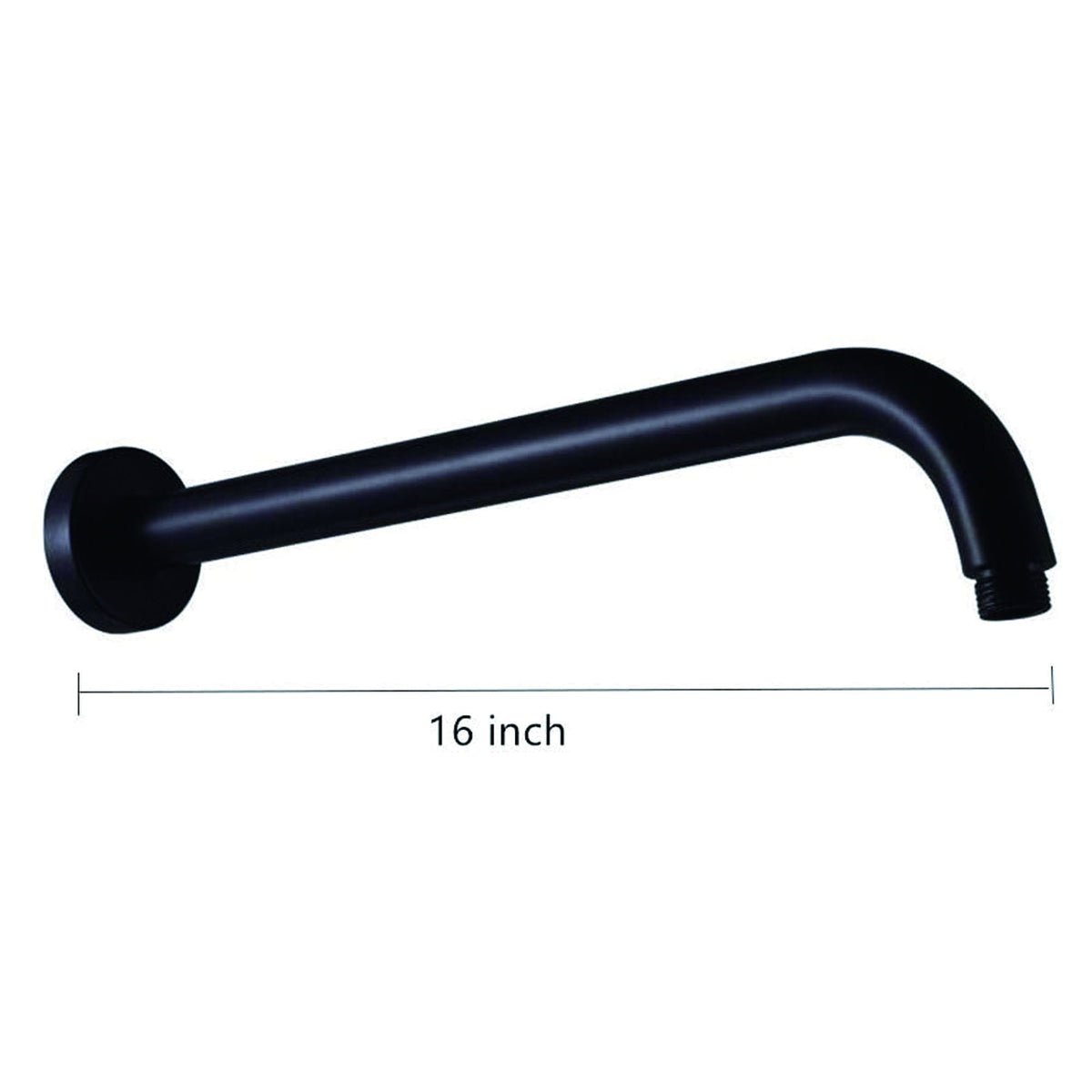 16-inch matte black stainless steel shower arm with flange rust-resistant design on Tampa Home & Garden Store
