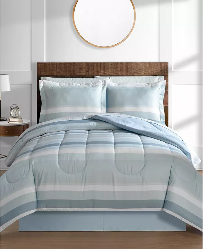 Lanwood Austin Reversible Comforter Set Vanessa Jane with light blue striped quilt new tags on Tampa Home & Garden Store