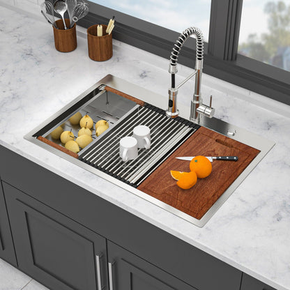 Top Mount Drop In Double Bowl Kitchen Sink With A