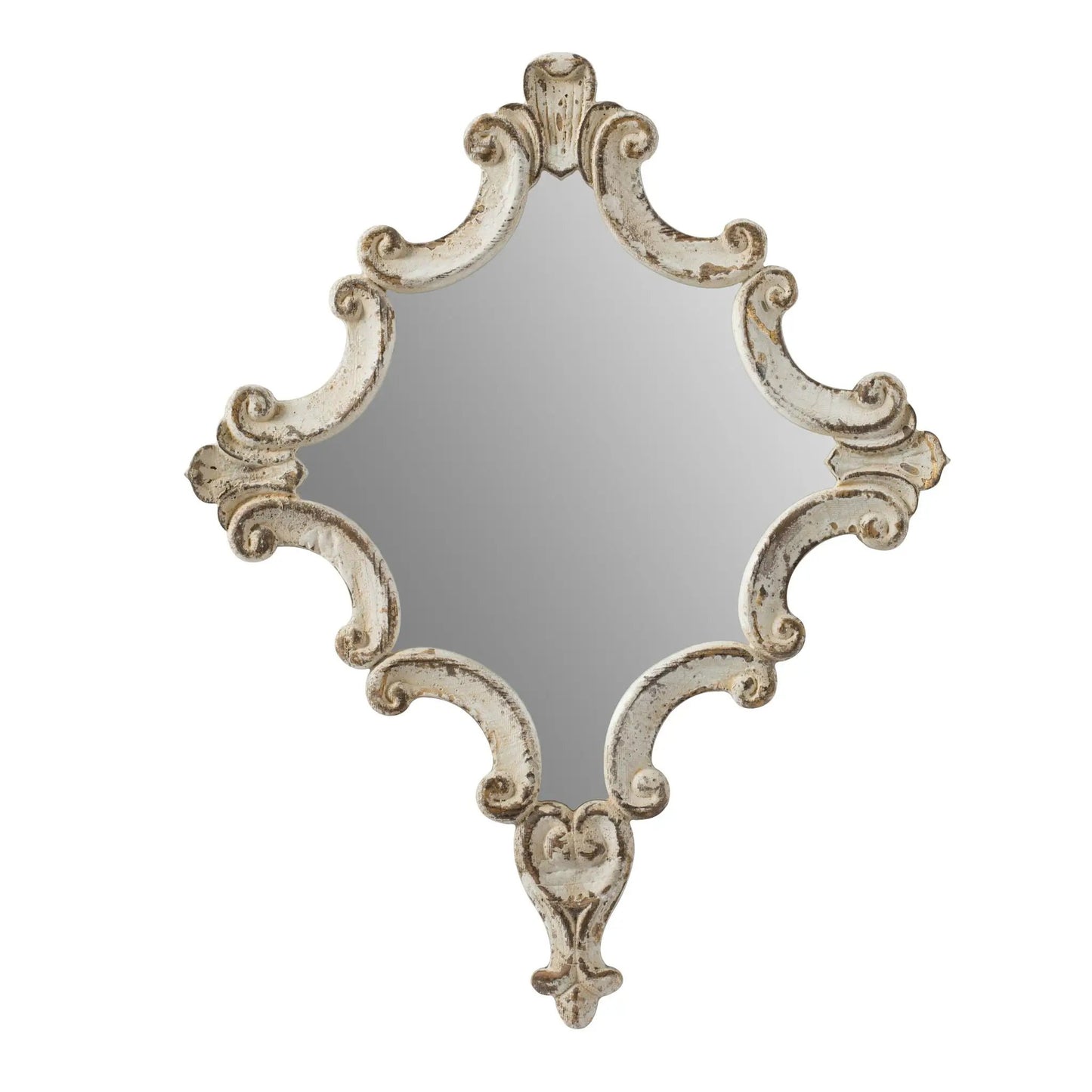 Artistic Diamond Scrollwork Mirror antique white distressed frame by Unique Piece Furniture on Tampa Home & Garden Store